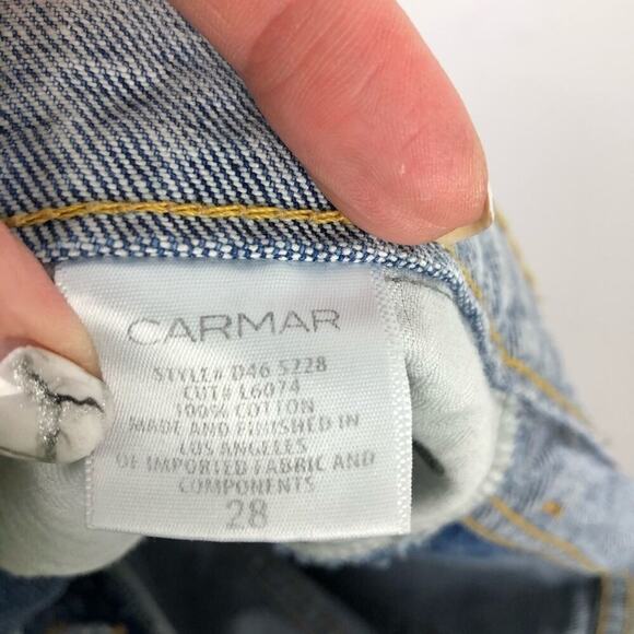 CARMAR Spliced High Rise Fray Cut Off Denim Shorts - Picture 14 of 16